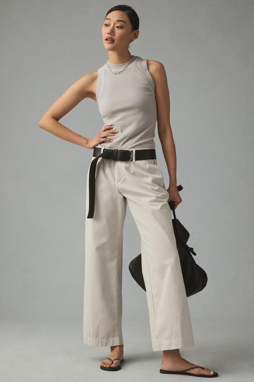 Anthropologie Maeve Pleated Wide-Leg Chino Trousers - New 12